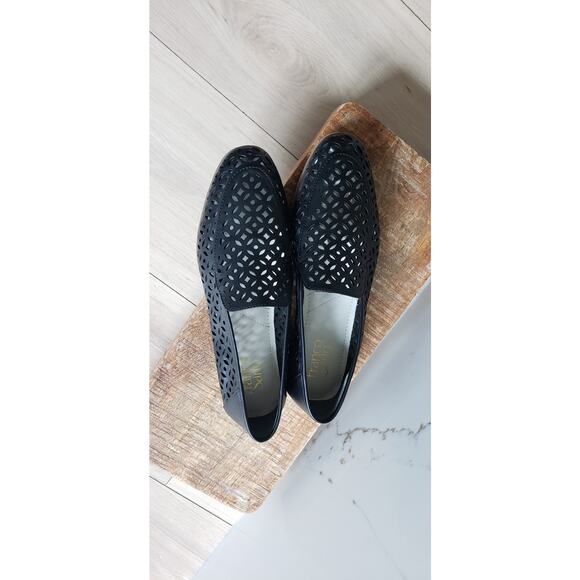 Franco Sarto Shoes Women 7M Black Berta Slip On Summer Classic Loafers Openweave - Picture 8 of 10